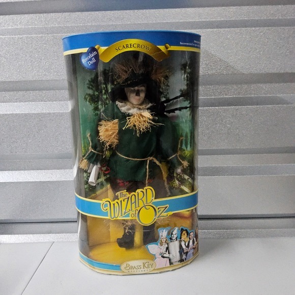 Brass‎ Key Wizard of Oz Scarecrow Porcelain Doll Collectible Keepsake